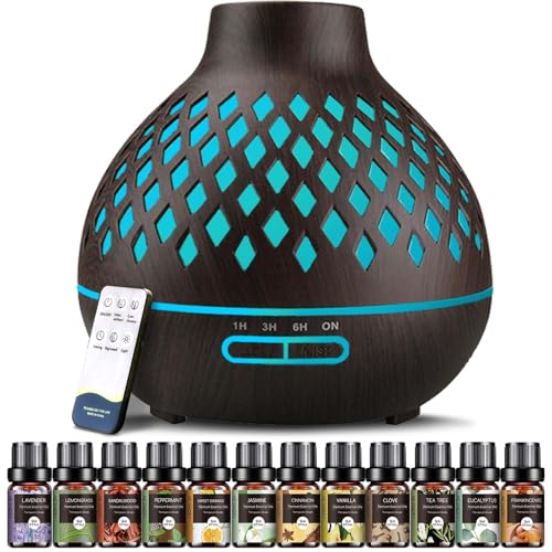 Aeshory Diffusore di Oli Essenziali 550ml Umidificatore Ambiente con 12