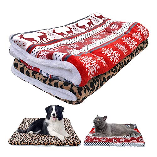AINOLWAY Tapis de couchage chaud d'hiver pour chien Chiot Chat Niche Niche Niche Chien Lit de Noël Motif flocons de neige