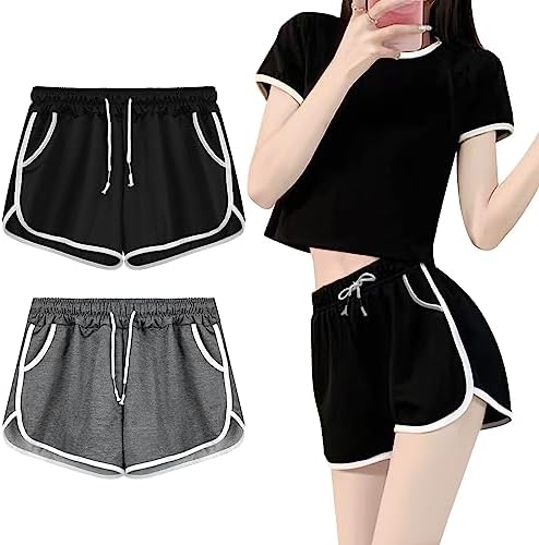 Women's Shorts, Set of 2, Light Fit, Non-See-through, Overwhelming Leg Length Effect, Summer, Loungewear, Shorts, Beautiful Legs, Soft, Slim, Breathable, Sweat Absorbent, Quick Drying, Pockets, Sp