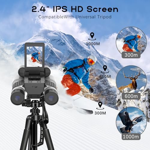 Image of Digital Night Vision Binoculars with 2.4 inch IPS Screen, 12X Zoom Infrared Binoculars with Camera, Built-in Display, Includes 32GB Memory Card for Bird Watching, Hiking, Travel