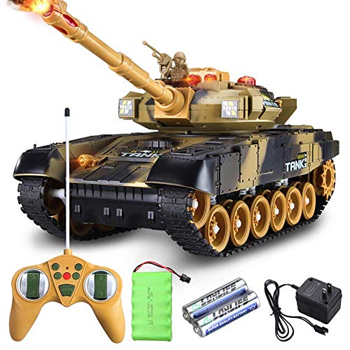 Model Car Giant 44CM Seconda Guerra Mondiale Air Defense Carro armato da combattimento di ricarica telecomando tedesco Tiger RC Panzer Crawlers Chariot suono rotazione torretta e Recoil Azione Quando
