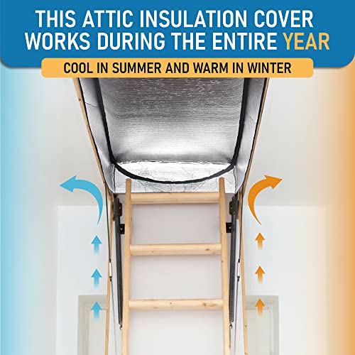 Attic Stairs Insulation Cover With Zipper Insulator Bag Energy Saving 25" X 54" X 11" Cover To Insulate Attic Access Door Opening (Attic Cover + Installation Tools) #TOP2