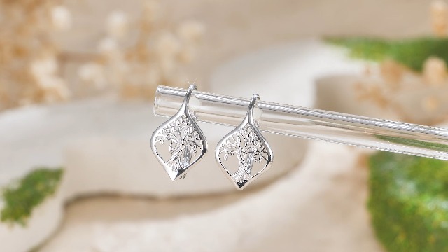 Boucles D'oreilles Nœud Celtique Argent Sterling 925 – Motif Arbre De Vie – 17,7 X 10,5 Mm – Cadeau Symbolique Pour Maman