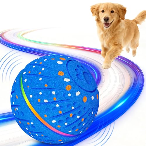Hundespielzeug Intelligenz, Hundeball Interaktives Hundespielzeug, Intelligentes Wicked Ball Dog Ball mit 3 Spielmodi, RGB LED Lichtern, Interaktiver Spielball für Hunde Kleine, Mittlere, Große