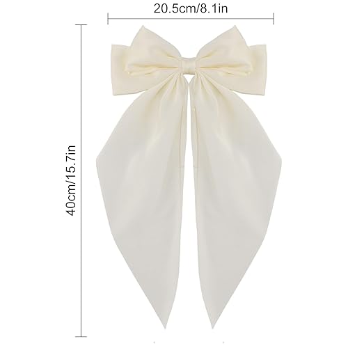 Miniatura 6 de ATODEN Lazos para el pelo para mujer, lazo de satén sedoso negro, 6 cintas para el pelo de cola larga de gran tamaño, pinzas para el cabello con