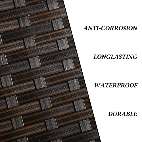 Abocofur Field Patio Wicker Bistro Dining Table With 1.6" Umbrella Hole, Outdoor Leisure Coffee Table With Storage Space, Square Umbrella Table For Porch, Backyard, Garden, Brown #TOP7