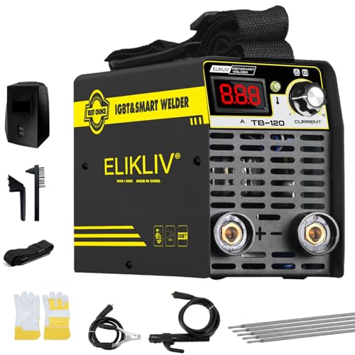 ELIKLIV Portable Welding Machine 120A 220V Mini IGBT Inverter MMA ARC Stick Welder with Hot Start Arc Force Anti-Stick Silent Lightweight for Beginners Professionals