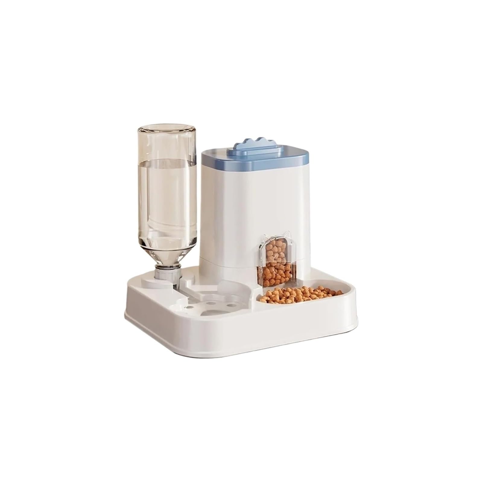 2-in-1 Food Dispenser, Dry Wet Separation with Water Fountain(Blue)