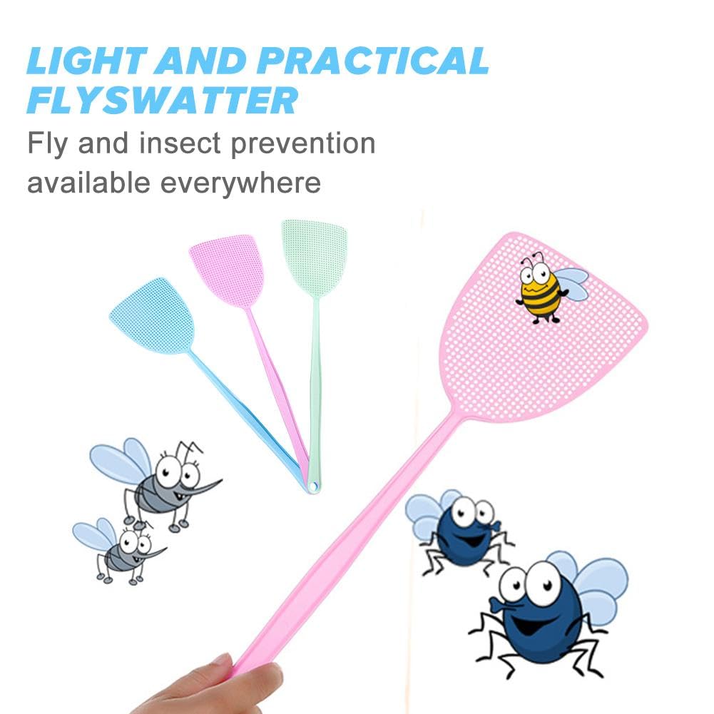 Fliegenklatsche 3 Stück – Starkes, flexibles manuelles Schädlingsbekämpfungs-Set mit 44 cm langem Griff und belüftetem Paddel für Küchen, Büros und Terrassen