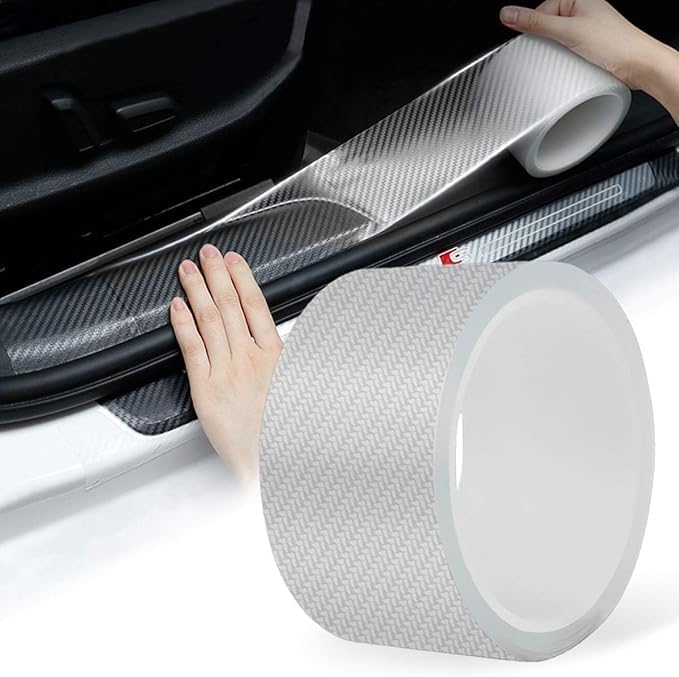 Image of High Gloss Anti Scratch Car Sticker Carbon Fiber Paint Protection for Car Protection & Decoration for All Car Door Transparent Carbon Fiber Seal Strip Door Edge Guard (Tape White)