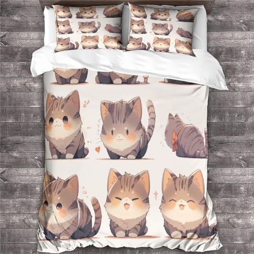 Linge de lit chat British Shorthair 3D housse de couette 200x200 taie d'oreiller parure animaux