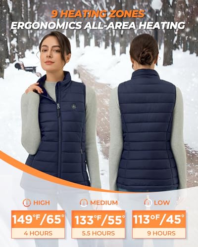 Image of Women's Heated Vest with 16000 mAh Battery Pack Included, 9 Zones Smart Temp Control Ergonomics Heating System