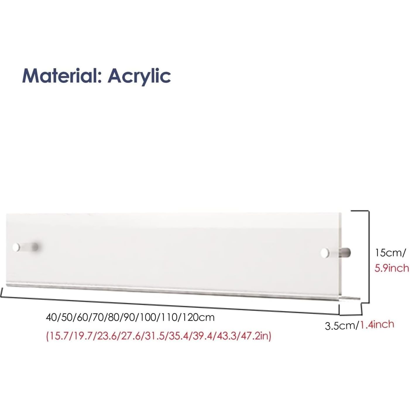 Portariviste in acrilico, Porta riviste da parete in acrilico, porta brochure trasparente regolabile(White,40cm)