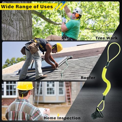 Image of MELOTOUGH Coiled Lanyard,Hard Hat Lanyard w /Clamp End,No Snag Design for Hard Hat,Tools,Small Valuables,Load Cap 2lbs,3Pcs