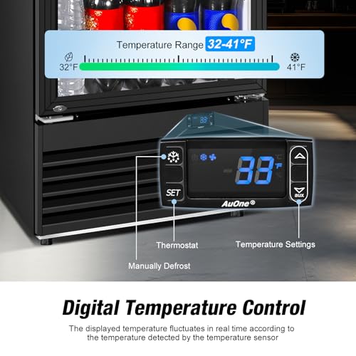 Image of Commercial Beverage Refrigerator, 24 Inch Beverage Fridge, 15 Cu. Ft. Drink Fridge, Display Refrigerator Glass Door, Commercial Display Fridge with Customizable Light Box for Shops, Restaurants, Bars