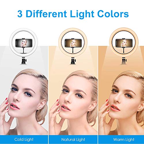 EasyULT Selfie Ringleuchte Stativ mit Fernbedienung, LED Selfie Ringlicht, Tischringlicht mit 3 Lichtmodi + 10… – Bild 3