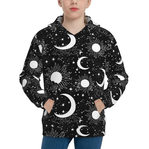 Crescent and Stars Kids Pullover Hoodies Boys Sweatshirts Girls Athletic Clothes with Pocket