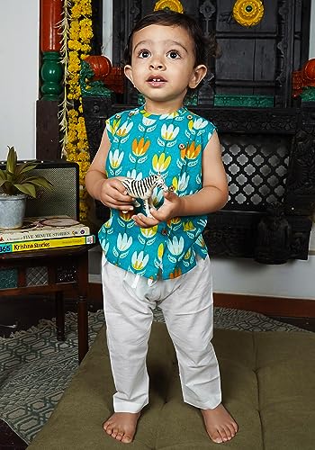 Image of POLKA TOTS Pure Cotton New Born Dress | Ultra-Soft, Breathable & Lightweight Sleeveless Jhabla Pant Set for Baby Boys & Girls | Baby Summer Clothes | Traditional Jabla & Pyjama Set for Newborns