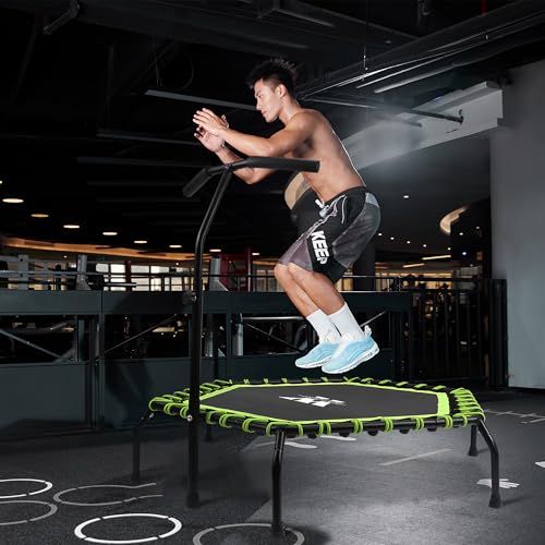 YYOUNICEST 40"/48" Mini Fitness Trampoline Indoor and Outdoor Family Fitness Trampoline Rebounder for Adults Adjustable Handle,Silent and Beautifully Designed Bungee Max Limit 150kg - Image 8