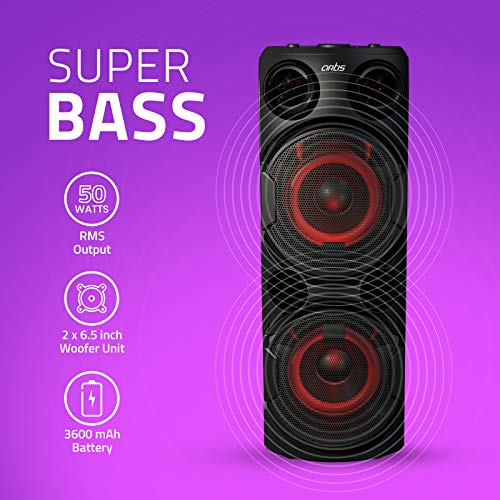Image of Artis BT700 Wireless Bluetooth Super Bass Portable Party Speaker with RGB Lights, Wireless Mic, Remote Control, FM Radio & Aux in /USB /TF Card Reader Input (50W RMS Output)