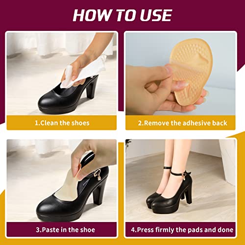 Image of FOCONEE Metatarsal Pads, Soft Ball of Foot Cushions for Women, High Heel Pain Relief Shoes Inserts, Reusable Anti-Slip Forefoot Pads One Size Fits All Shoes for All Day Comfort (3 Pairs)