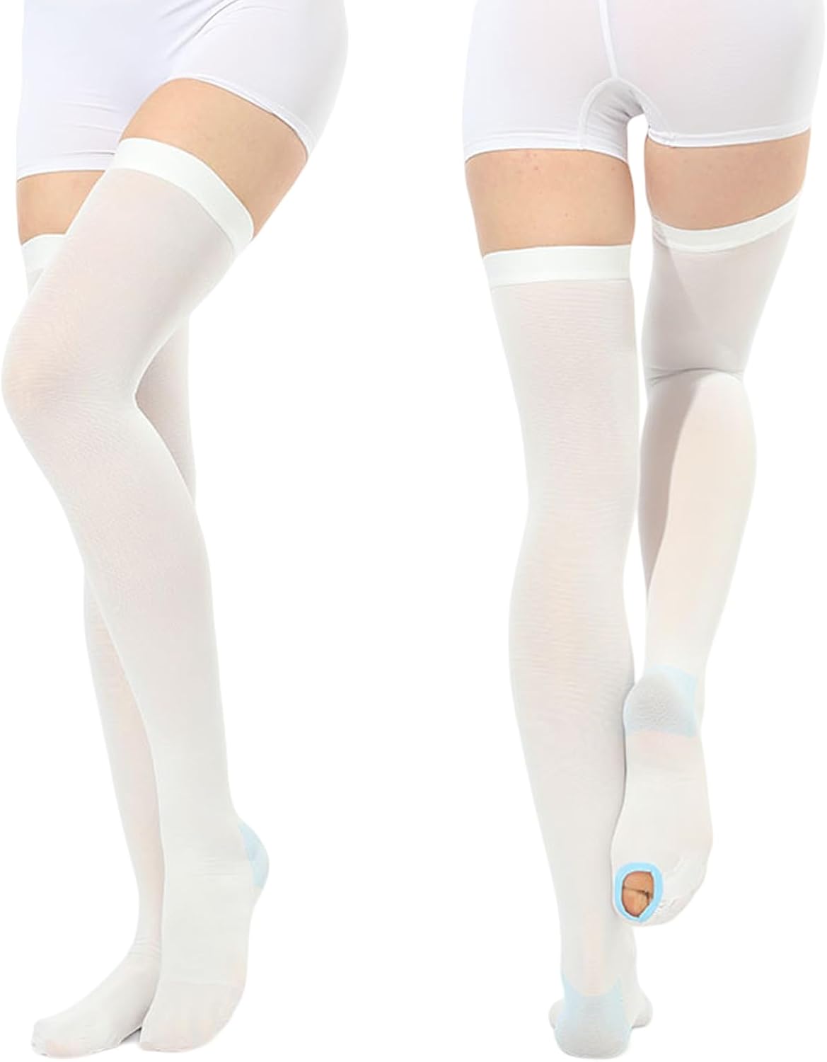 2Pairs Ted Hose Compression Stockings for Women and Men, Anti Embolism Compression Stockings, Surgical Compression Stocking, 15-20 mmHg Compression TED Hose with Inspect Toe Hole