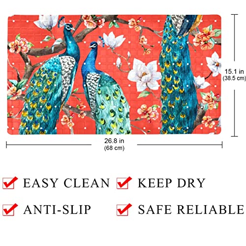 Tapis de douche paons pour une salle de bain colorée lavable