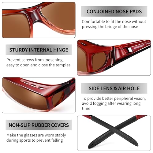 Image of URUMQI Polarized Sunglasses Fit Over Glasses for Men Women, Wraparound Sun Glasses UV400 Protection for Driving Fishing