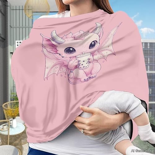 Image of Wanyint Dragon Bubble Tea Pink Stretchy Baby Car Seat Covers Carseat Canopy, Baby Breastfeeding Stroller High Chair Shopping Cart Cover