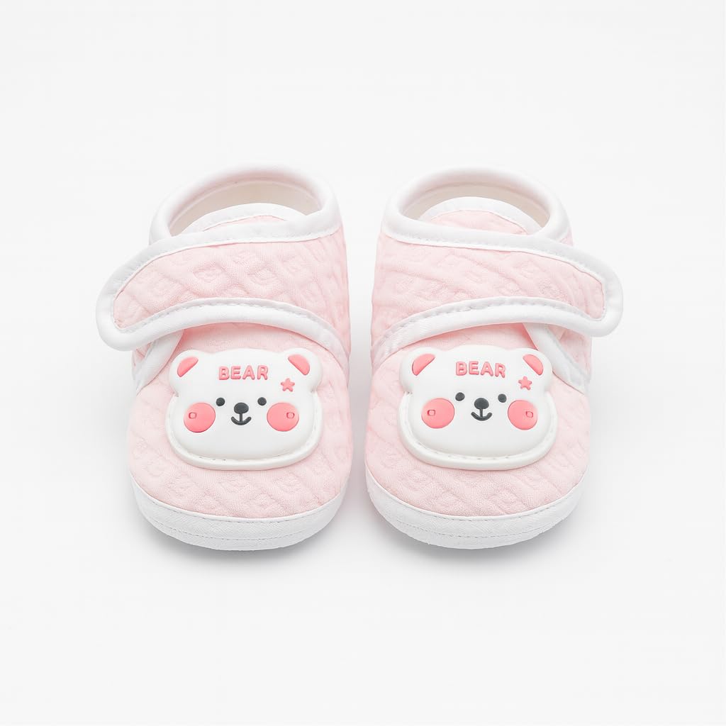 Radharaman Store Baby Shoes with Lucky Teddy Bear Design, Months, Anti-Slip Sole, Hook and Loop Closure, Assorted Colours-image-34