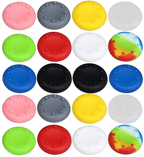 Coollooda para PS3, PS4, Xbox 360, Xbox One Cubiertas Cubierta Protectora de Barra 22 mm de diámetro Tapas de Agarre de Pulgar Paquete de 20 Colorido Tapa de empu?aduras de Pulgar Cover