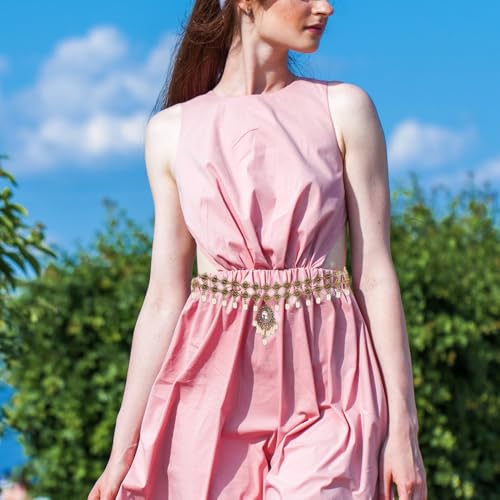 Cinturón de cadena de cintura boho Yardwe con borlas y rhinestones para mujer 6
