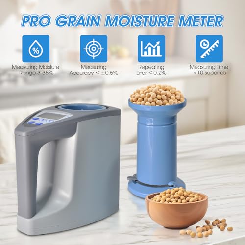 LYCEBELL Pro Grain Moisture Meter, Smart Moisture Tester for 24 Grains, Digital Grain Seed Moisture Reader Measures Weight, Capacity, Density, Temperature, Wheat, Corn, Rice, Crop Moisture Detector by LYCEBELL - Image 3
