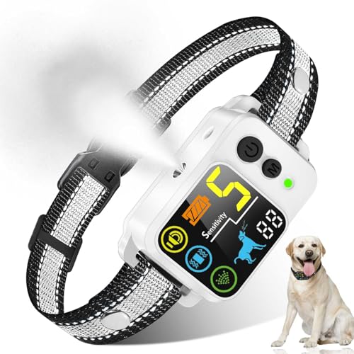 Citronella Bark Dog Collar [No*Refill] Spray Dog Collar, with 5 Adjustable Sensitivity, Beep+Vibration+Spray 5 Working Modes Citronella Bark Collar, IP66 Waterproof Dog Spray Collar for L/M/S Grey