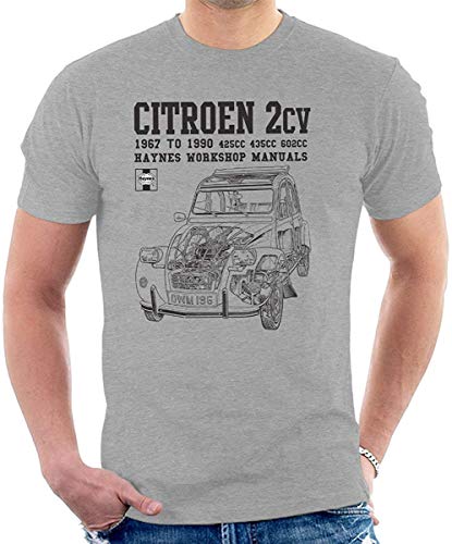 Haynes Owners Workshop Manual Citroen 2CV Black Men's T-Shirt,Heather Grey,M
