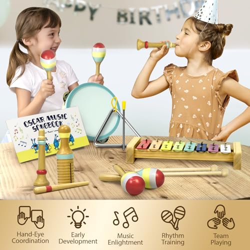 Image of Baby Musical Instruments Set for Toddlers 1-3 Music Toys with Xylophone | Toddler Musical Instruments, Montessori Wooden Toys, Percussion Instruments, Songbook, Preschool Learning, Birthday Gift