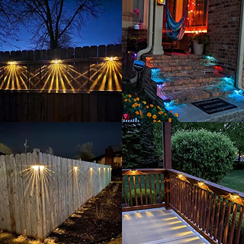 Image of Solar Deck Lights, 6 Pack Solar Fence Step Lights Outdoor Waterproof LED Solar Fence Lights for Patio, Stairs,Yard, Garden Pathway, Step and Fences, 10 Lumens, Warm White /Color Changing Lighting