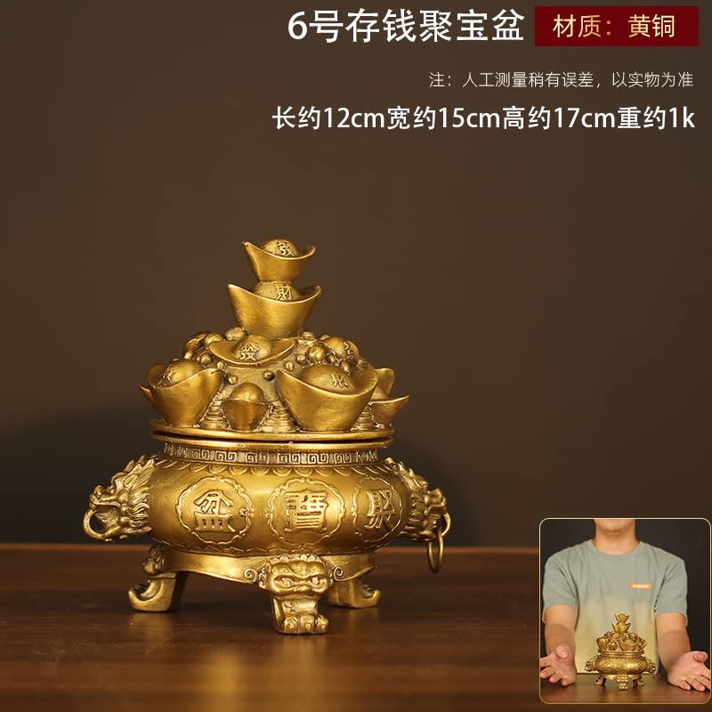 Amazon.com: 黄铜开盖纯黄铜聚宝盆摆件玄关办公室客厅装饰工艺品