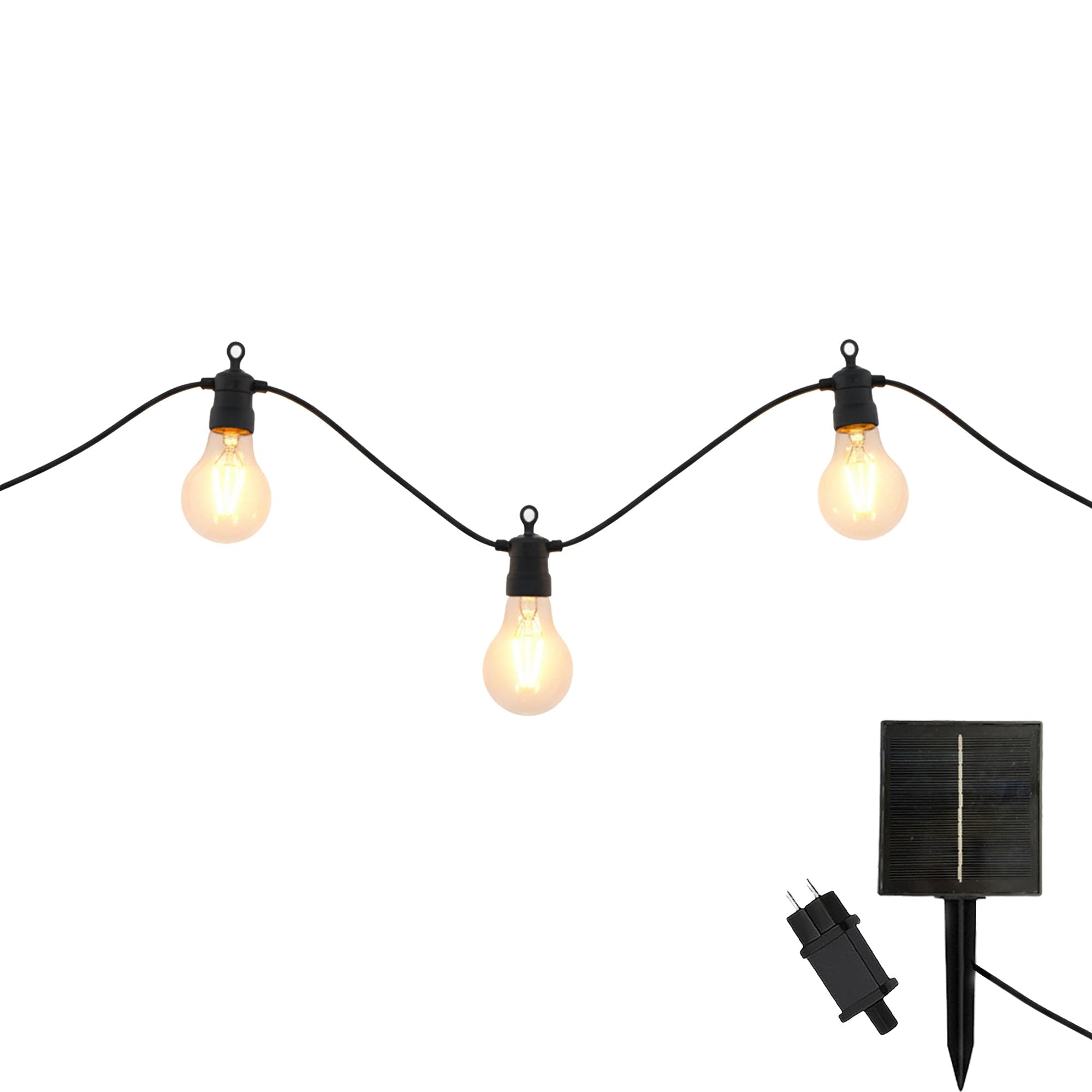 Ghirlanda luminosa esterna collegabile 10 globi trasparenti LED bianco caldo PARTY CLEAR HYBRID 7.50m solare e su rete