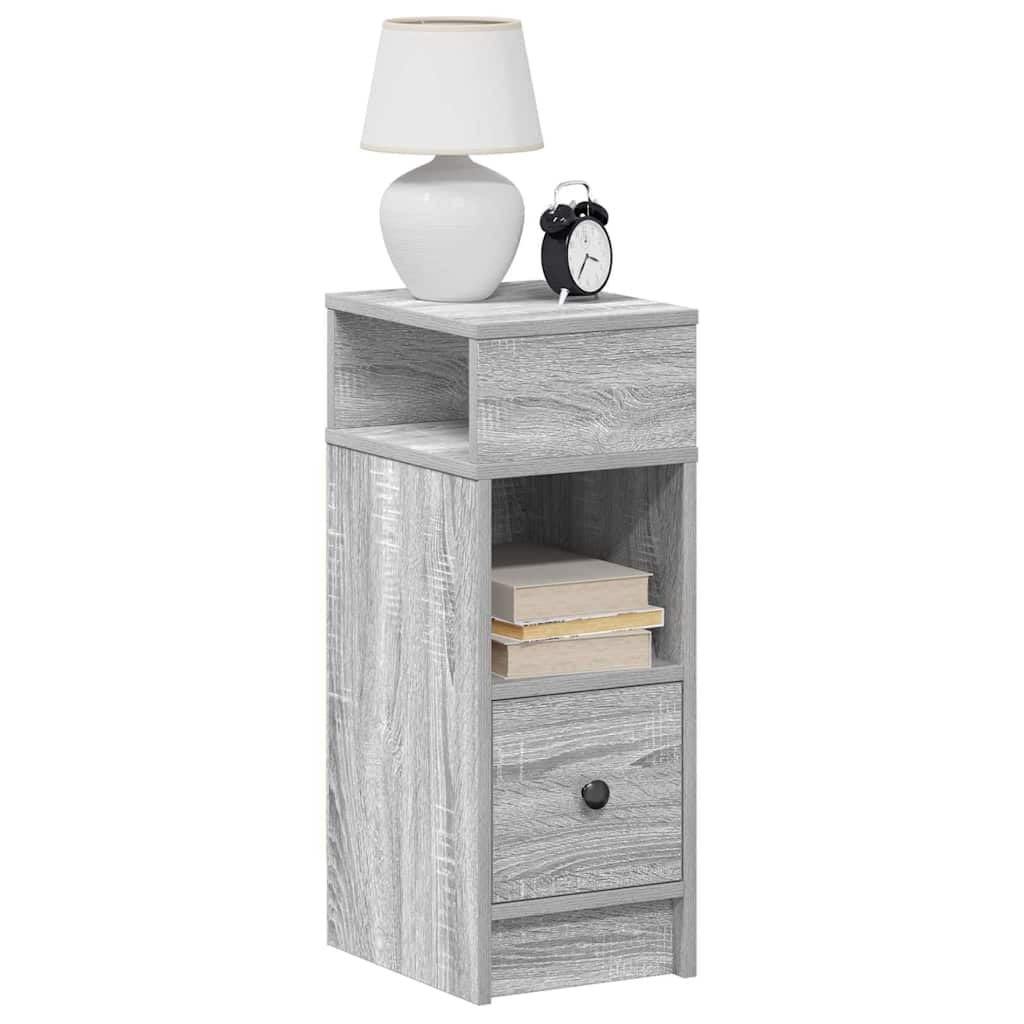 SXZenSpace 858624 Bedside Cabinet with Drawer Grey Sonoma 25x31x66 cm Tables Drawers Side End Table Nightstand Storage Organizer Home Stand for Bedroom