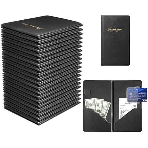 Gorbado Check Presenters for Restaurant - 20 Pack Guest Check Card Holder with Gold Thank You Imprint - 4.75" x 8" Check Holder – Check Book. Cover
