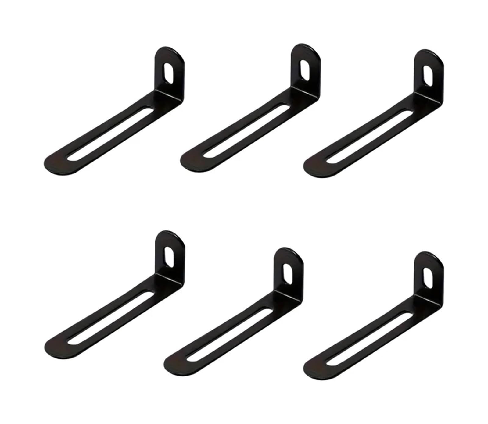 Opeximatun Black-6Pcs Angle Brackets, L Brackets Long Hole Corner Codes Angles Furniture Fixing(Black-6Pcs)