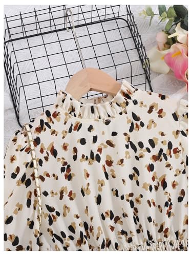 Floerns Girl's Floral Print Flare Long Sleeve Short Dress Mock Neck A Line Dresses3