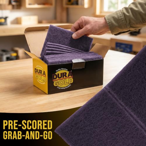 Image of Dura-Gold Premium 6 inch x 9 inch Purple Medium Fine 600 Grit General Purpose Scuff Pads, Box of 10 - Scuffing, Scouring, Sanding, Cleaning, Blend Prep, Surface Adhesion Preparation - Automotive Auto Body