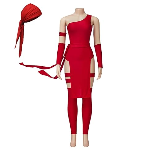 Elektra Cosplay Costume Women's Sexy Red Battle Suit Elektra Natchios Halloween Assassin Outfit - Small - Red