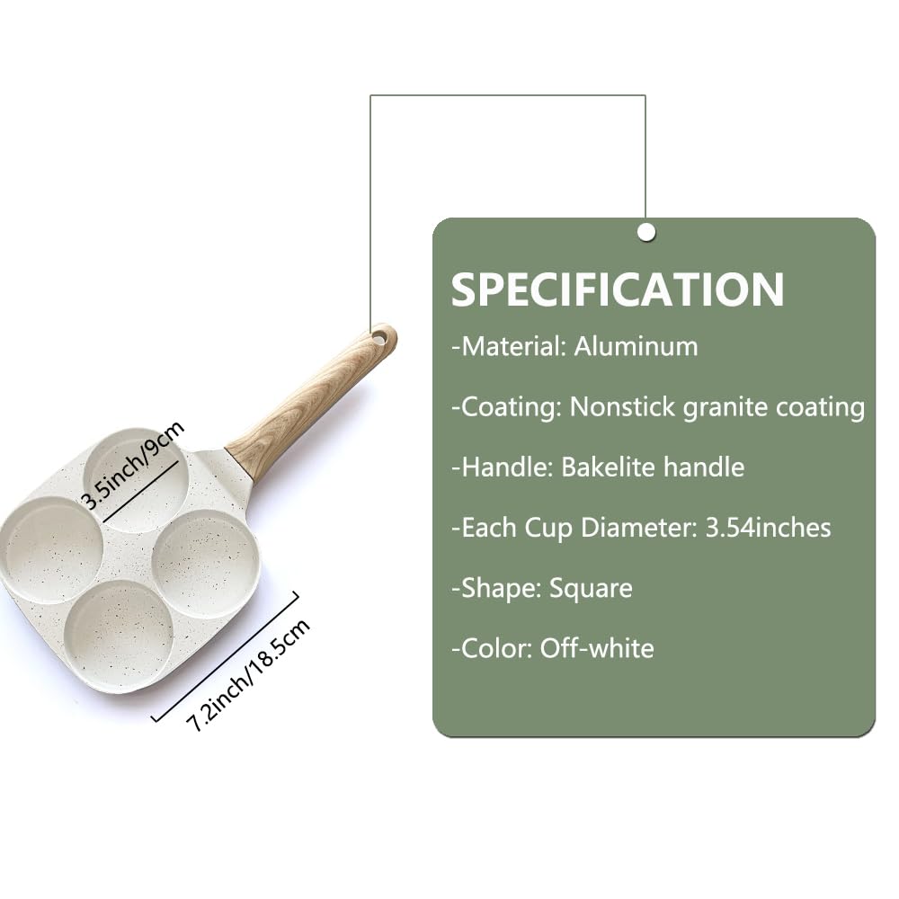 Unoschrim Egg Frying Pan - Non Stick & 4-Cup -5 Unoschrim Egg Frying Pan - Non Stick & 4-Cup -5