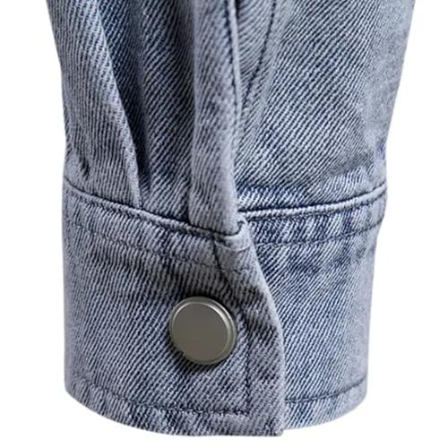 Chaqueta de mezclilla desgastada para hombre azul miniatura 7