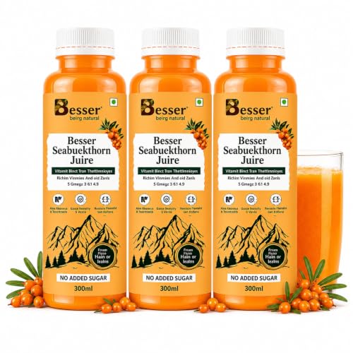 Image of Besser Seabuckthorn Juice 900ml | Himalayan Superfruit Drink | Rich in Vitamins, Antioxidants & Omega 3 6 7 9 | Supports Immunity, Skin & Digestion | No Added Sugar
