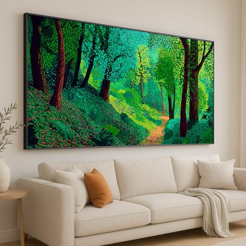 Toile chemin forestier aux couleurs vibrantes pour apaiser l'esprit