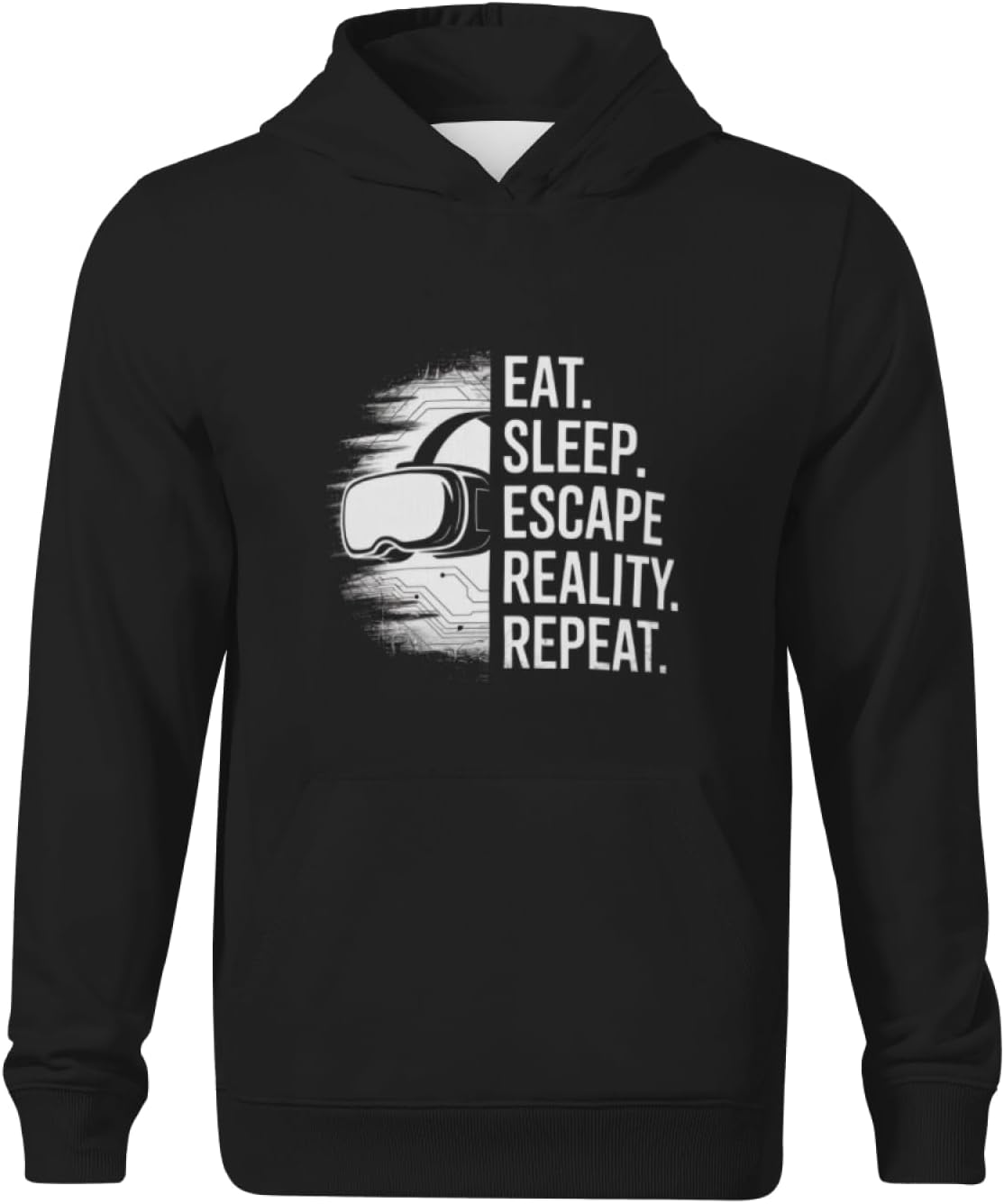 Kids Funny Virtual Reality Eat Sleep Escape Reality Boys Girls Lightweight Kangaroo Pocket Hoodies